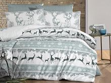 фото кпб karven deer dark green 1,5 спальное из ткани Ранфорс  