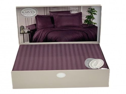 фото КПБ Karven Stripe Satin-SS 011 т.лиловый Семейное  артикул N164-SS 011 фото 4
