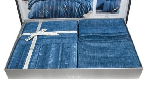 фото КПБ Karven TALYA Blue Евро 4 наволочки Полоса артикул N359 TALYA BLUE фото 5