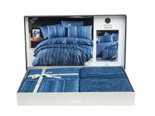 фото КПБ Karven TALYA Blue Евро 4 наволочки Полоса артикул N359 TALYA BLUE фото 4