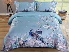 фото кпб tango delux-satin tis07-800 евро из ткани Мако-сатин Цветы Птицы - Лебеди - Павлины