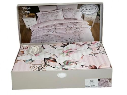 фото КПБ Karven Stripe Satin-SB008 Евро 4 наволочки Цветы артикул N250 -SB008 фото 5