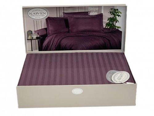 фото КПБ Karven Stripe Satin-SS 011 т.лиловый Евро 4 наволочки  артикул N163-SS 011 фото 4