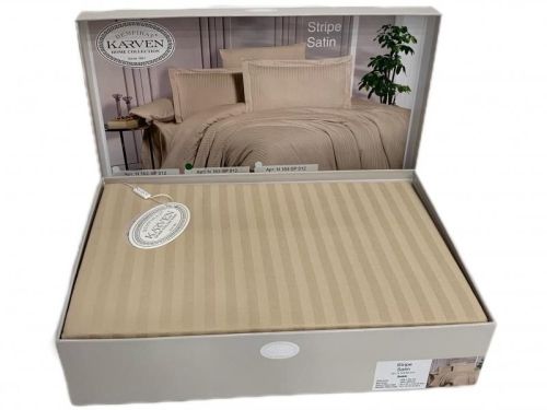 фото КПБ Karven Stripe Satin-SS 012 бежевый Семейное  артикул N164-SS 012 фото 4