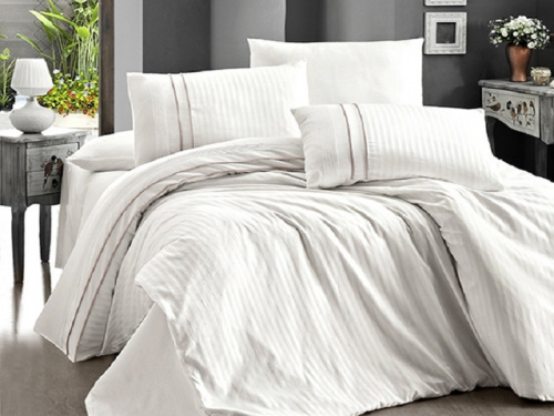 фото КПБ Karven Stripe Style Krem Евро 4 наволочки  артикул N044 STRIPE STYLE KREM