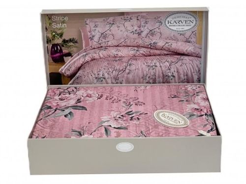 фото КПБ Karven Stripe Satin-SB003 Евро 4 наволочки Цветы артикул N250 -SB003 фото 5