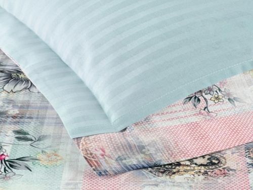фото КПБ Karven Stripe Satin-SB005 Евро 4 наволочки Цветы артикул N250 -SB005 фото 3