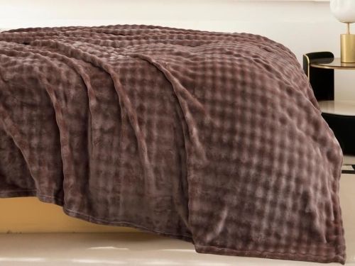 плед karven solid bubble v2/dark brown 200*220 из ткани Велсофт в категории  рисунок  фото 2