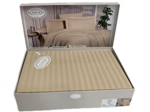 фото КПБ Karven Stripe Satin-SS 012 бежевый Евро 4 наволочки  артикул N163-SS 012 фото 4