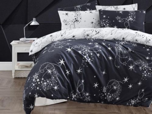 фото КПБ Karven Glare Navy Blue Евро 4 наволочки Звезды артикул N023 GLARE NAVY BLUE