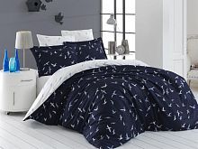 фото кпб karven liberta navy blue 1,5 спальное из ткани Сатин Птицы - Лебеди - Павлины