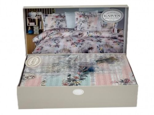 фото КПБ Karven Stripe Satin-SB005 Евро 4 наволочки Цветы артикул N250 -SB005 фото 5