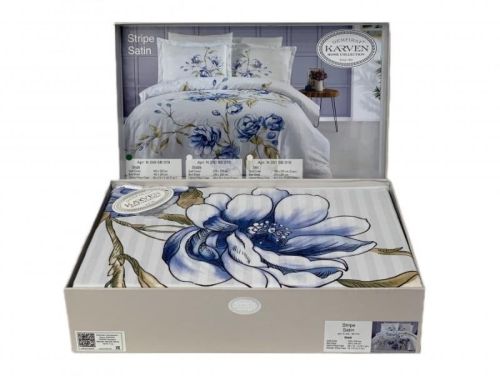 фото КПБ Karven Stripe Satin-SB019 Евро 4 наволочки Цветы артикул N250 -SB019 фото 2