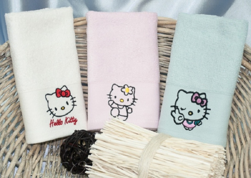 набор полотенец hello kitty 30*50 (3 шт.) 8323-02 из ткани Бамбук в категории Лицевые Наборы рисунок 