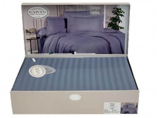 фото КПБ Karven Stripe Satin-SS 014 индиго Евро 4 наволочки  артикул N163-SS 014 фото 4
