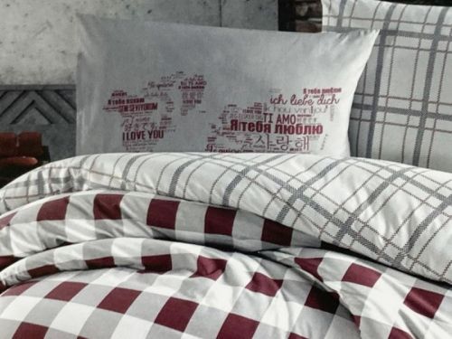 фото КПБ Karven Edmon Dark Red Евро 4 наволочки Клетка/Квадрат артикул N023 EDMON DARK RED фото 2